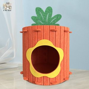 ที่นอนสัตว์เลี้ยง รวมที่นอน แมว บ้านสัตว์เลี้ยง ผ้าสักหลาด ของเล่นสุนัข  สไตล์แครอท(ลายแมว)