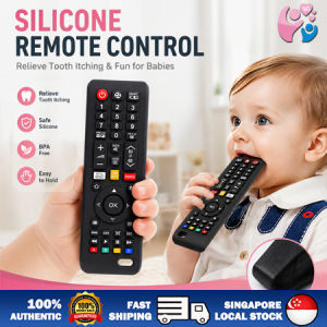 Baby teether toy silicone remote control food grade teething toy practice grasping bite to prevent sucking fingers