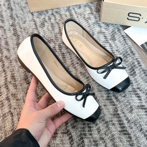 YS Womens Flat Shoes French Bow Elegant Soft Bottom Shoes Comfortable Shallow Mouth Shoes 5018-29