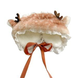 GENENIC Faux Mink Fur Deer Patterned Faux Fur Scarf Thick Warm Soft Fluffy Plush Neck Warmer Cute Windproof Cross-tie Scarf Women Ladies