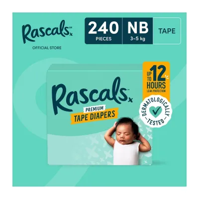 Rascals Tape Newborn Diaper Case - 80 PCS X 3 (240 PCS)