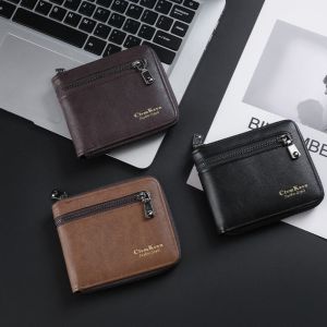 MOIRA กางเกงขาสั้นแบบสั้น กระเป๋าสตางค์ของผู้ชาย หรูหราสุดหรู ของใหม่ กระเป๋าสตางค์พับได้ ทันสมัยและทันสมัย ซิปมีซิป กระเป๋าเงินธุรกิจ กระเป๋าใส่บัตร