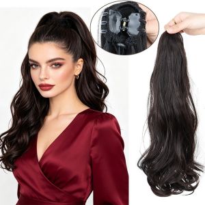 BEAUTYLADIES 18 Inch Long Curly Hair Piece Mini Claw Clip Wavy Ponytail Hair Extensions Sweet Layered Hair Weave Ponytail Wigs For Women