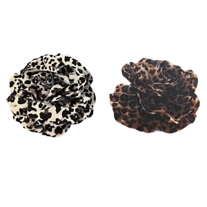 Stylish Leopard Pattern Hair Claw Popular Big Flower Jaw Clip Nonslip Hair Clamp Hair Styling Accessory for Women Girls