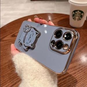 Case OPPO A5s A7 A12 F9 F9 PRO A1K Soft Casing Hp Plating Silikon Cat Dudukan Lipat Kucing