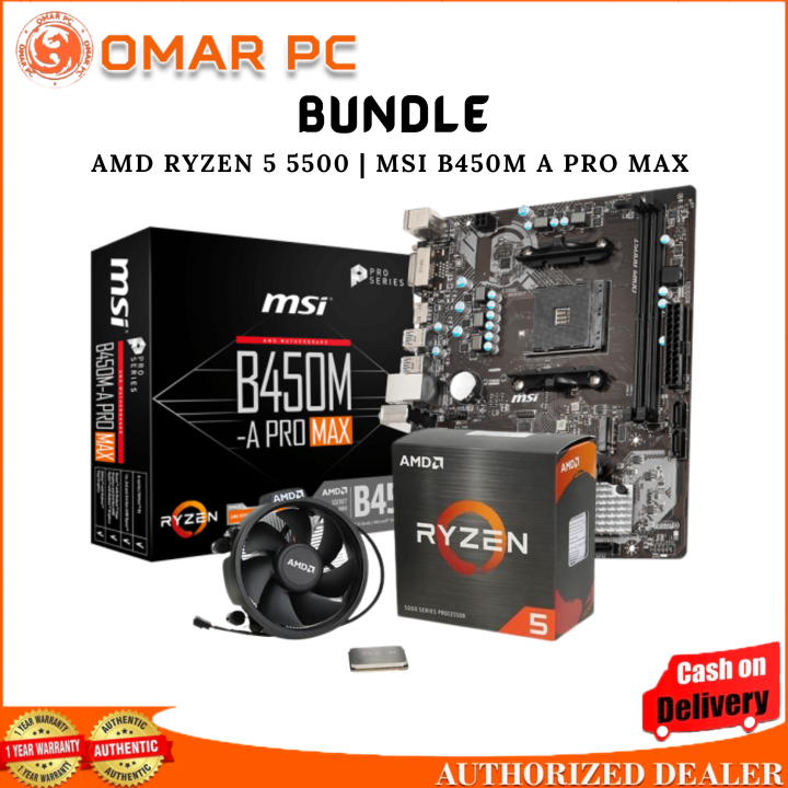 Brandnew amd ryzen 5 5500 processor msi b450m a pro max bundle