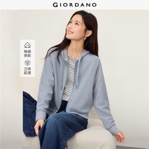 Giordano Beau Monde Women Waffle texture raglan sleeve full zip hoodie Free Shipping 13376102