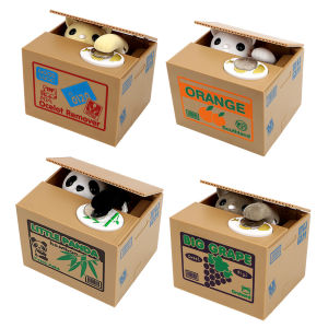 Automated Panda Cat Stealing Money Bank Automatic Stealing Coins Saving Box Talking Coin Bank Money Boxes Piggy Banks Saving Christmas/Birthday Gift for Kids