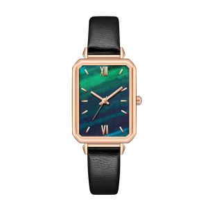 Retro Temperament Square Student Watch Female Watch Emerald Malachite Green Small Green Watch