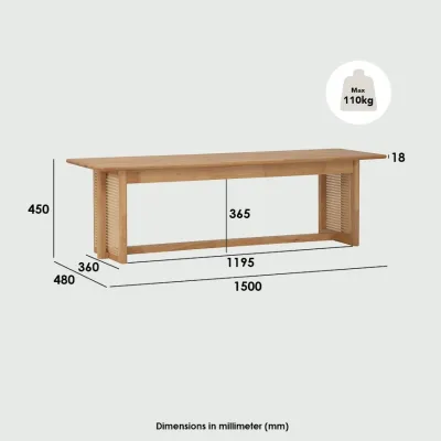 Furniture Direct KOMAR 180cm 6 Seater Full Solid Dining Set-Natural Oak