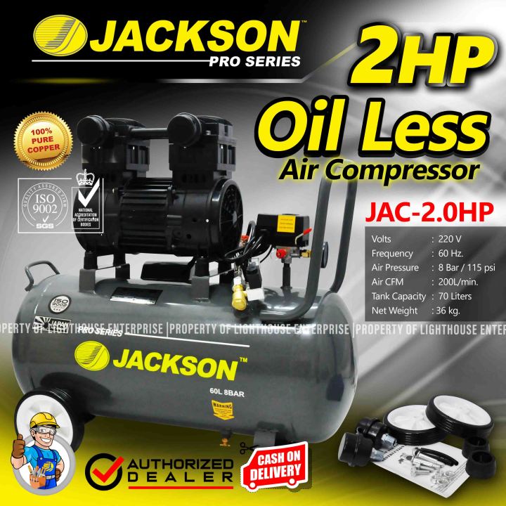 JACKSON Pro Series 2HP Silent Type Oil Less Industrial Air Compressor