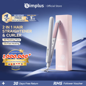 Simplus 2 In 1 Hair Straightener & Curler丨Multi-Styler丨3D Floating Heating Plate丨Negative Ions Plate ZFBA002