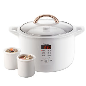 MIDEA Midea Steamer Glass Lid Ceramic Double-layer Electric Stew Pot 1.6L Electric Stew Pot Fully Automatic Household Ceramic Soup Pot