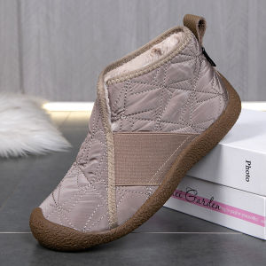 Fleece-Lined Low-Top Snow Boots Womens Winter Thickened Slip On Ankle Boots Thick Sole Cotton Shoes