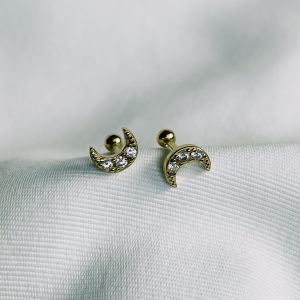 ต่างหูก้าน พระจันทร์เสี้ยว เพชร CZ