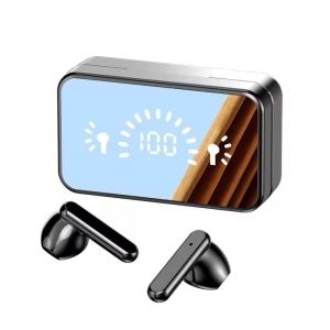 Timack® New Mirror Wireless Earbuds 9D Stereo TWS Bluetooth Headset S20 Reflective Design LED Display Screen Earphones Noise Reduction Sports Waterproof Headphones with Mic