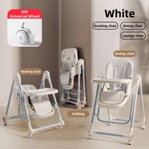 2-in-1 baby chair seat feeding High chair for baby foldable Multi functional baby chair Sit/lie/rock in one With universal wheel for easy movement