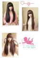 Wig Full Lace Sintesis Rambut Panjang Lurus Wanita Natural. 