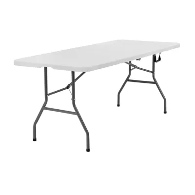 KIMDELIN Folding Heavy Duty Utility Table Indoor Outdoor Portable Plastic Wedding Event Picnic Table w/Steel Legs and Handle Black