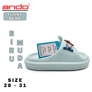 Sandal Slip On Anak Laki Laki – ANDO – FUNNY BEAR – Size 28-31 – Outdoor – Slop – Casual – Fashion Biru Muda