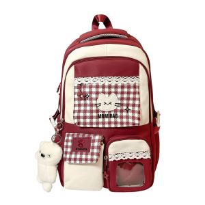 AE Korean-style versatile and fresh multi-compartment backpack for junior high and high school students large-capacity casual double backpack