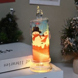 Flameless Flickering LED Christmas Candle Light Battery Powered Safe Ambient Light Santa Snowman Xmas Decor Night Light