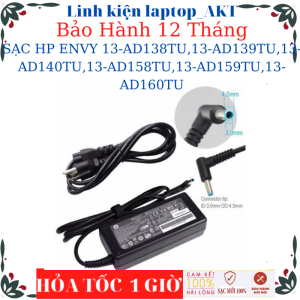 SẠC LAPTOP HP ENVY 13-AH0025TU 13-AD138TU13-AD139TU13-AD140TU13-AD158TU13-AD159TU13-AD160TU- Sạc HP 19.5V-3.33A-65W chân kim nhỏ xanh