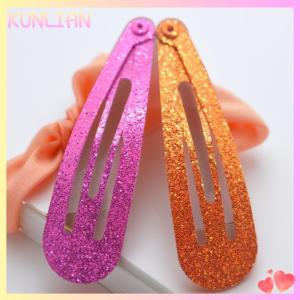 [KUNLIAN] 6 12Pcs Girls Hair Accessories Colorful Hairpin Printed Paint Water Droplet BB Clip Cartoon Metal Children Hair Clip