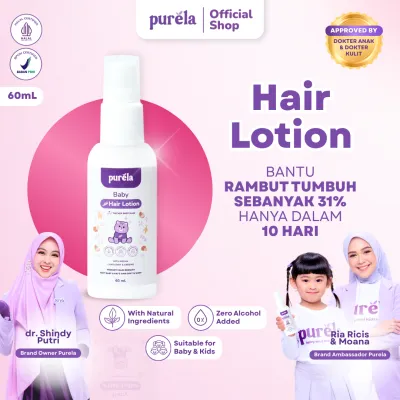 [Official] Purela Baby Hair Lotion - Dengan Argan Oil Candlenut dan Gingseng Melebatkan dan Menutrisi Rambut Sepanjang Hari untuk Bayi dan Anak - Natural Organic