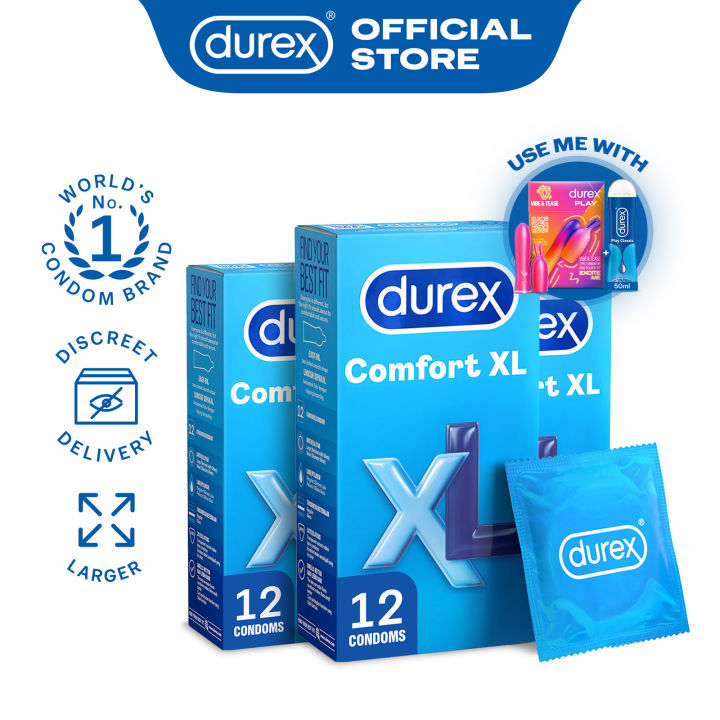Bundle of 3] Durex Comfort XL Condoms (Largest) Pack of 12 For Men