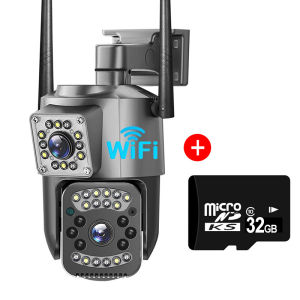 Kamera CCTV v380 Pro WiFi Luar Ruangan Kamera Pengintai 360 Derajat Layar Lensa Ganda Bicara Dua Arah CCTV IP Kamera Tahan Air Kamera Nirkabel Kendali Jarak Jauh melalui Telepon Penglihatan Malam Deteksi Gerakan
