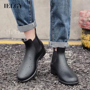 IELGY martin boots womens elastic non-slip round toe PU leather boots