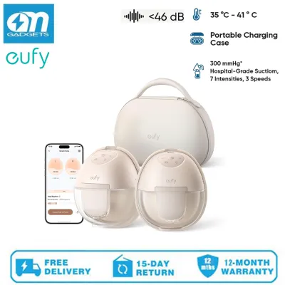 Anker T8D04 eufy Wearable Breast Pump S1 Pro Electric Hands-Free Breast Pump with Heating Technology Portable Charging Case App-Controlled Smart Rhythm Hospital-Grade Suction Leak-Proof and Ultra-Quiet