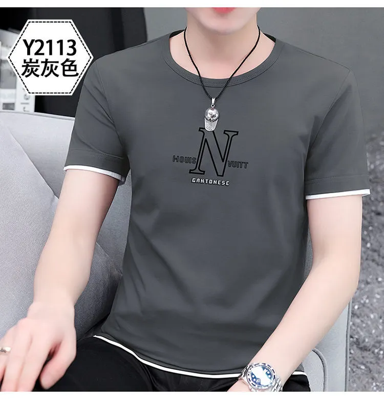 EOP502 Summer artistic style men's short-sleeved T-shirt round