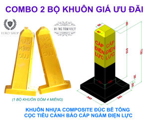 COMBO 02 Khuôn Nhựa Composite đúc bê tông cọc mốc cảnh báo cáp ngầm điện lực (khuon nhua composite duc coc tieu cap ngam dien luc)