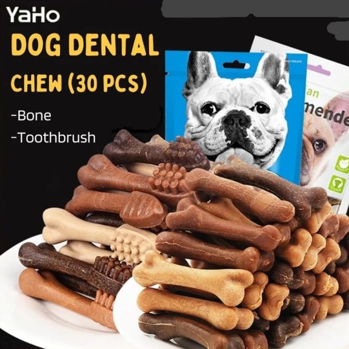 Yaho Dog Treat Chewy Toothbrush/Bone Shape Dental Sticks Clean