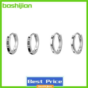 bashijian 4PCS Stainless Steel Hoop Earrings Cool Daily Wear Jewelry Accessories