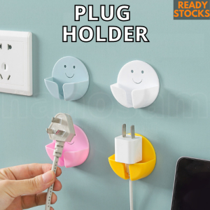 2pcs Plug Holder Socket Hanger Hook Hanging Wall Fixed Powerful Adhesive Tape Mount Home Office Safety Pemegang Socket