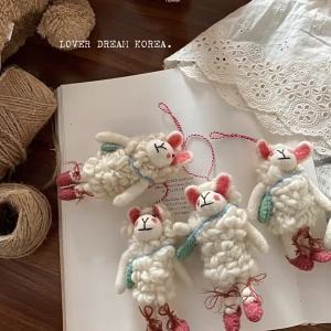 Nepal handmade wool felt cute and colorful bunny pop-up bag charm keychain pendant
