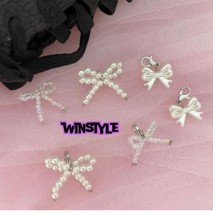 2PCS Ribbon Shoes Charm Pita Sepatu Pearl