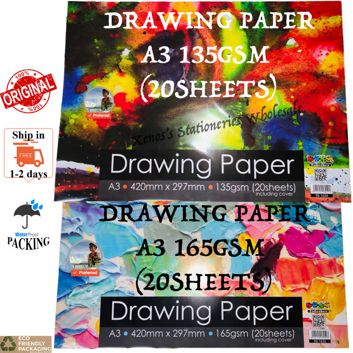 A3 DRAWING PAPER 135GSM / A3 DRAWING PAPER 165GSM [20 SHEETS] (READY ...