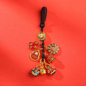 吞金沙金古法钥匙扣挂饰财神爷一家三口高档四口汽车挂小财神挂件Swallowing Gold Sand Gold Ancient Method Keychain Hanging Decoration God of Wealth Family of Three High end Four Car Hanging Small God of Wealth Pendant