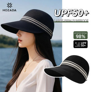 HOZADA Women Sun Cap Womens Beach Hat Sun Visor Hat Casual Knitted Sun Hats Portable Beach Cap Large Brim Cap Sun Protection Cap UV Protection Straw Hats for Summer Outdoor Travel