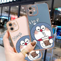 Hontinga เคสโทรศัพท์ OPPO A83สไตล์แฟชั่น,เคสมือถือแฟชั่นลายการ์ตูนโดเรม่อนสุดหรูชุบโครเมียม TPU แบบนิ่มเคสโทรศัพท์ทรงสี่เหลี่ยมมีกล้องป้องกันกล้องเคสยางกันแรงกระแทกสำหรับเด็กผู้หญิง. 