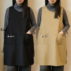 LUZMAR with Pockets Long Vest Apron Polyester Waterproof Painting Apron  Stain Resistant Pinafore Aprons Kitchen Use