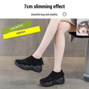womens thick sole height increasing sports shoes Womens small white breathable sneakers