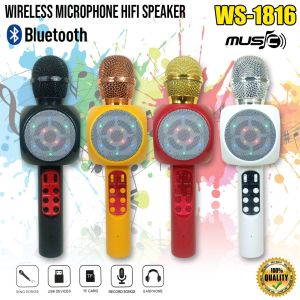 Microphone Karaoke WSTER WS1816 Mic Smule KTV Mikrofone Wireless Portable Bluetooth LED WS-1816