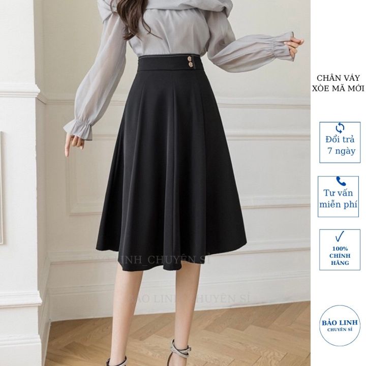 Chân váy midi dáng xòe xếp ly CV05-10 | Thời trang công sở K&K Fashion