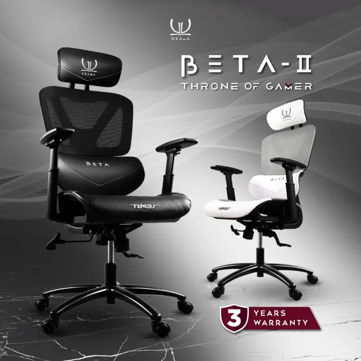 OZAMA Official รุ่น BETA II ประสานความสบาย"เก้าอี้สุขภาพ" ในแบบ "เก้าอี้เกมมิ่ง" I ออกแบบตามหลัก Ergonomics Chair พร้อมฟังก์ชัน ปรับเอนนอน 135 องศา ปรับแขน 3D และการรับน้ำหนัก 180 กก. Gaming Chiar By Tengu Gaming Gears
