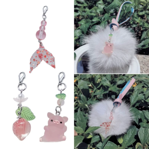 Fish Tail Strawberry Pig Hanging Pendant Sweet Phone Strap Bag Decoration Portable Hanging Lanyard Gift for Girls Women
